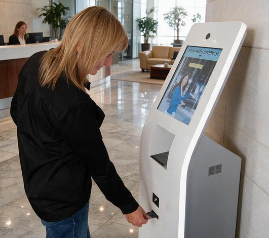 Терминал самостоятельной регистрации посетителей VisitorControl модели Premium loading=